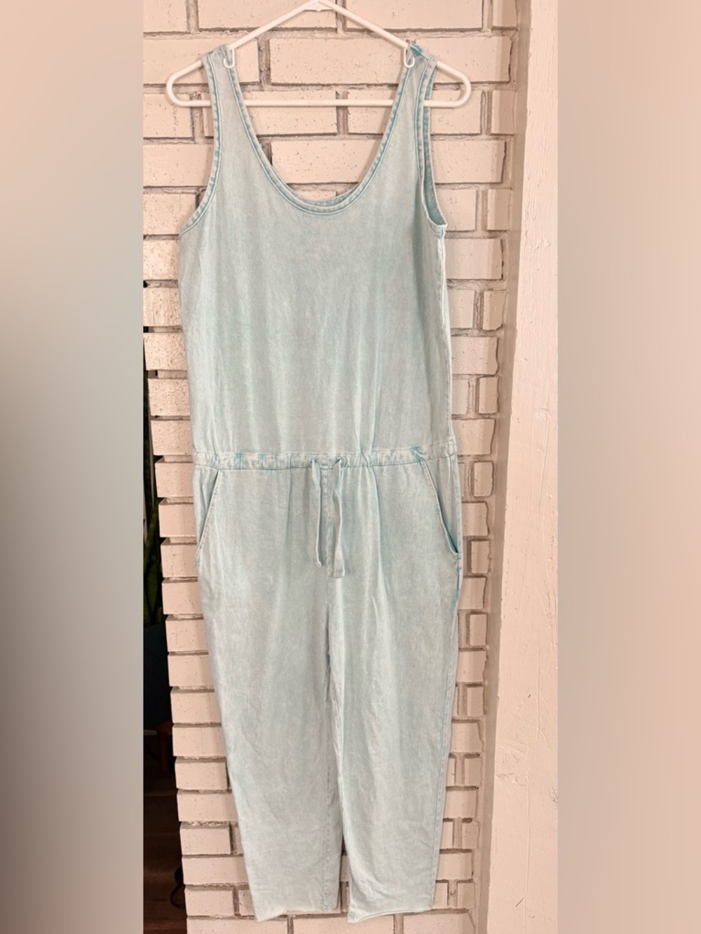 Frank & Eileen Seafoam Stain Jumpsuit‎ Drawstring Waist Pockets Casual Lounge